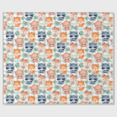 Leuke Bos Dierlijke Munt & Wit geruit Cadeaupapier (Vlak)