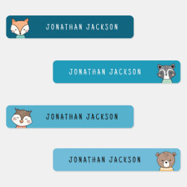 Leuke bosdieren blauw kinder naam labels