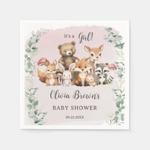 Leuke bosdieren groen meisje Baby shower Servet