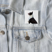 Leuke Boston Terrier Square Button (In situ)