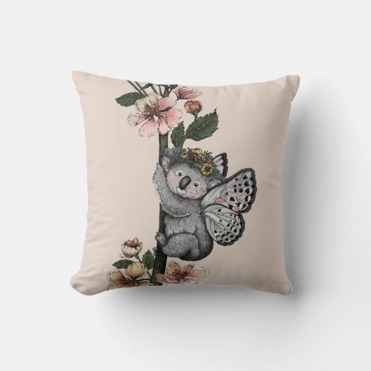 Leuke Botanische Koala Beary Waterverf Illustratie Kussen (Voorkant)