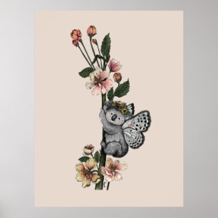 Leuke Botanische Koala Beary Waterverf Illustratie Poster