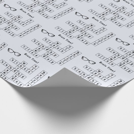 Leuke "Brain Time!" Kruiswoordpuzzel brillenglazen Cadeaupapier (Hoek)