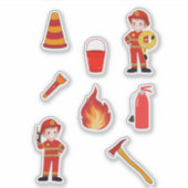 Leuke brandweerman Kinder Sticker (Voorkant)