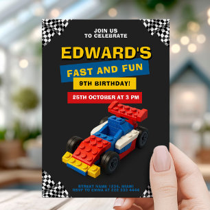 Leuke Brick Racer Verjaardagsfeestje Kaart