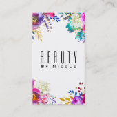 Leuke Bright Bold Waterverf Bloemen Chic Glamour Visitekaartje (Voorkant)