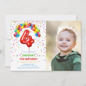 Leuke Bright Confetti Ballonnen Foto 4e Verjaardag Kaart (Voorkant)