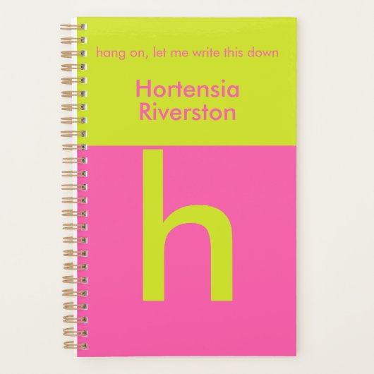 Leuke Bright Gepersonaliseerd Aangepast Monogram Planner (Voorkant)