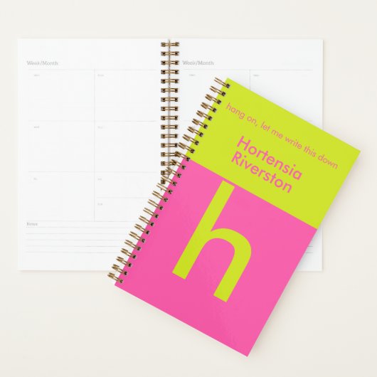 Leuke Bright Gepersonaliseerd Aangepast Monogram Planner (Display)