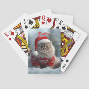 Leuke Britse Korthaar Kat Kerstmis gepersonaliseer Pokerkaarten
