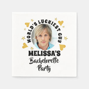Leuke Bruidegom Gezicht Foto Bachelorette Feest Servet