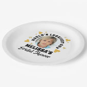 Leuke Bruidegom Gezicht Foto Gouden Harten Bruilof Papieren Bordje (Gekanteld)