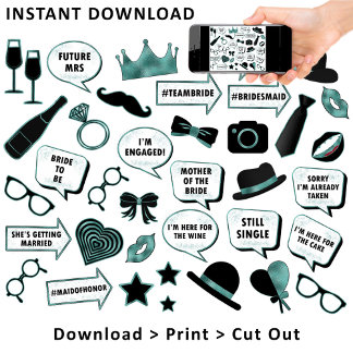 Leuke Bruidsfeest Fotocabine Teal Printbare Access Poster