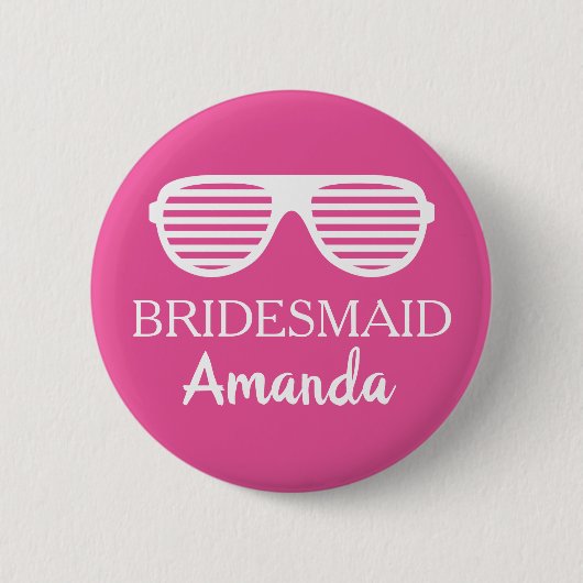Leuke bruidsmeisje naam badge knop voor trouwfeest ronde button 5,7 cm (Voorkant)