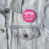 Leuke bruidsmeisje naam badge knop voor trouwfeest ronde button 5,7 cm (In situ)