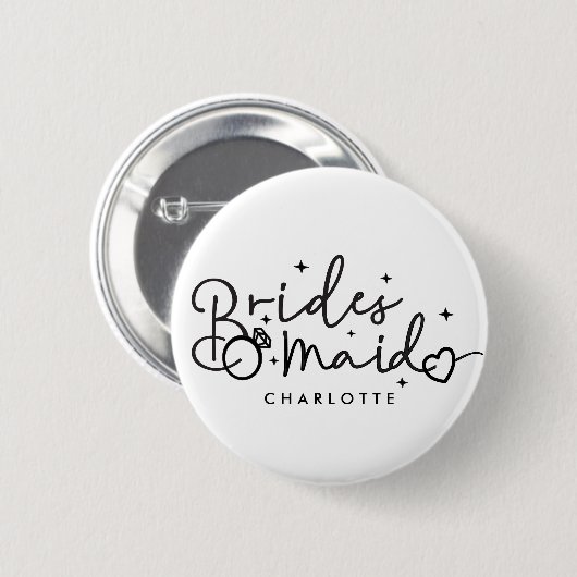 Leuke bruidsmeisje script bruiloft ronde button 5,7 cm (Voorkant /achterkant)