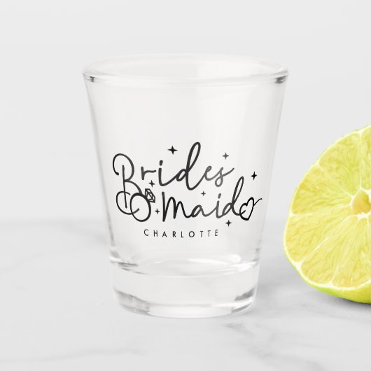 Leuke bruidsmeisje script bruiloft shot glas (Voorkant)