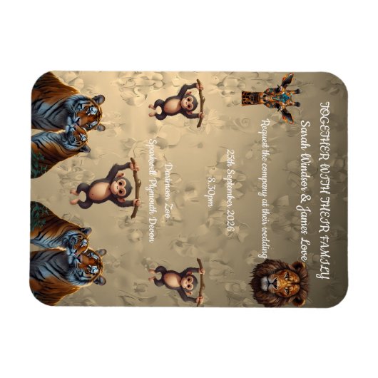 Leuke bruiloft dierentuin magneet (Horizontaal)