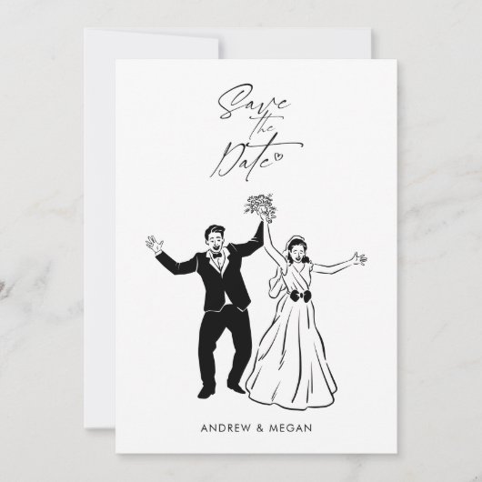 Leuke bruiloft schattig paar save the date (Voorkant)