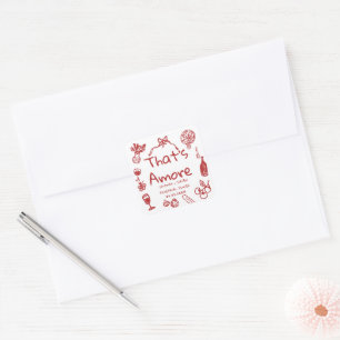 Leuke bruiloft,whimsical lettertype & Italiaanse s Vierkante Sticker
