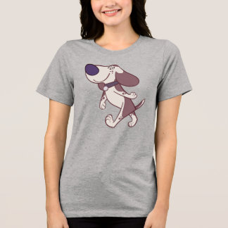 Leuke bruine en crème cartoon hond lopen Tri-Blend shirt