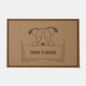 Leuke Bruine HOND Sign Huis aangepaste naam Deurmat (Voorkant)