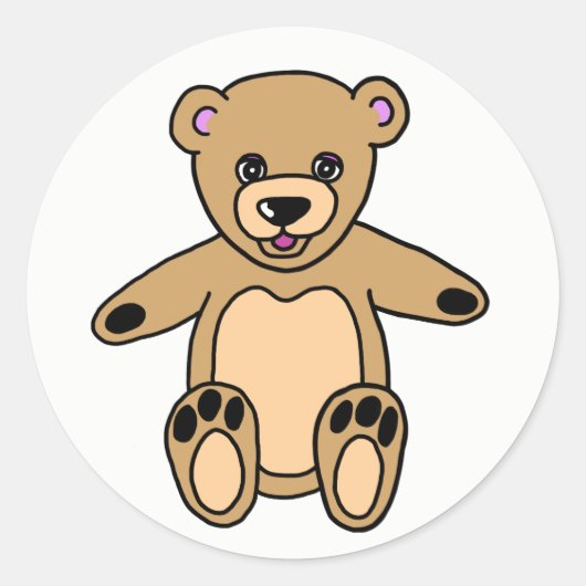 Leuke bruine teddybeer ronde sticker (Voorkant)