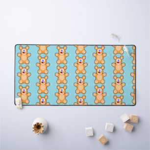 Leuke bruine teddyberen op blauw bureaumat