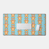 Leuke bruine teddyberen op blauw bureaumat (Keyboard & Muis)