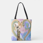 Leuke Bubblegum Blazende Giraffe Vloeibare Swirl B Draagtas (Achterkant)