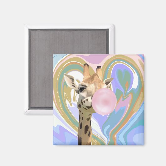 Leuke Bubblegum Blazende Giraffe Vloeibare Swirl B Magneet (Voorkant / Achterkant)