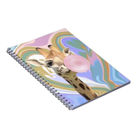 Leuke Bubblegum Blazende Giraffe Vloeibare Swirl B Notitieboek (Rechterzijde)