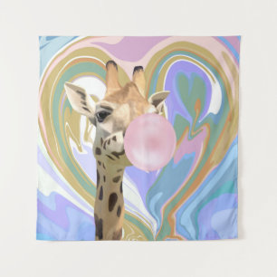 Leuke Bubblegum Blazende Giraffe Vloeibare Swirl B Wandkleed