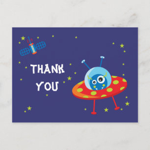 Leuke buitenaardse ufo ruimteschip jongens dank je briefkaart