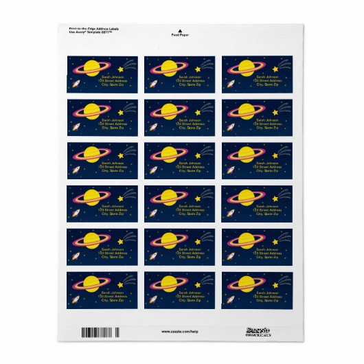 Leuke buitenruimte raket verjaardag adreslabel etiket (Full Sheet)