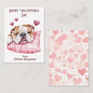Leuke Bulldog Jongen Valentijnsfeestje in de klas Notitiekaartje