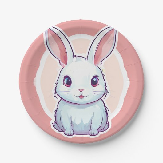 Leuke Bunny afbeelding wegwerp bord (Voorkant)