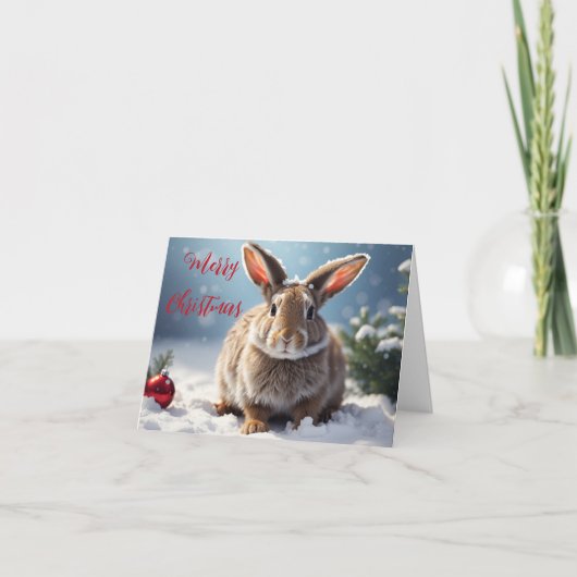 Leuke Bunny Christmas Kaart (Voorkant)