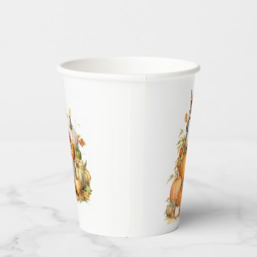 Leuke Bunny en pompoenen Herfst Verjaardag Papieren Bekers (Rechts)