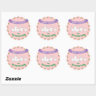 Leuke bunny familie Pasen gepersonaliseerde sticke Ronde Sticker