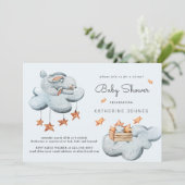 Leuke Bunny In The Clouds Baby shower Invitation (Staand voorkant)