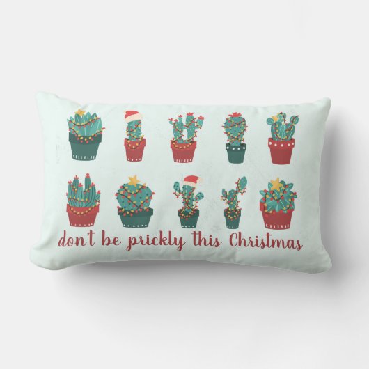 Leuke Cacti Kerstversiering Wees Niet Prikkelig Kussen (Voorkant)