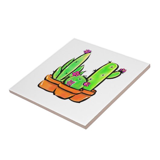 Leuke Cactus cactussen vetplanten Tegeltje (Zijkant)