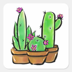 Leuke Cactus cactussen vetplanten Vierkante Sticker