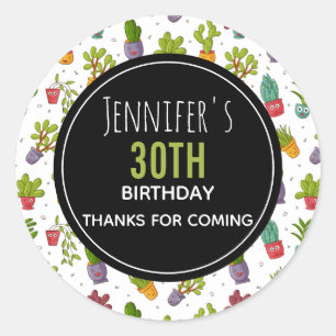 Leuke Cactus vetplanten Patroon Party Dank u Ronde Sticker