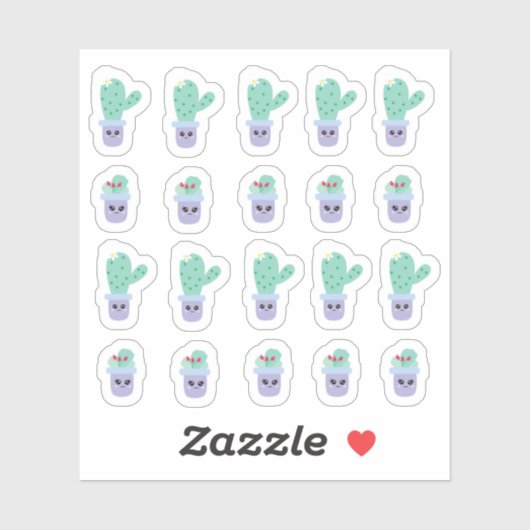 Leuke Cactuspotten Cartoon Grappig Sticker (Vel)