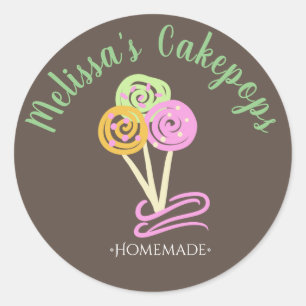 Leuke Cakepop Logo Banner Zelfgemaakte Bakkerij Sw Ronde Sticker