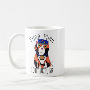 Leuke Calico Cat Train Conductor Motto Cartoon Koffiemok
