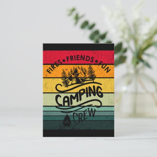Leuke camping crew slogan leuke kampeer vrienden briefkaart (Staand voorkant)