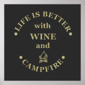 Leuke camping en wijn gezegden poster (Voorkant)